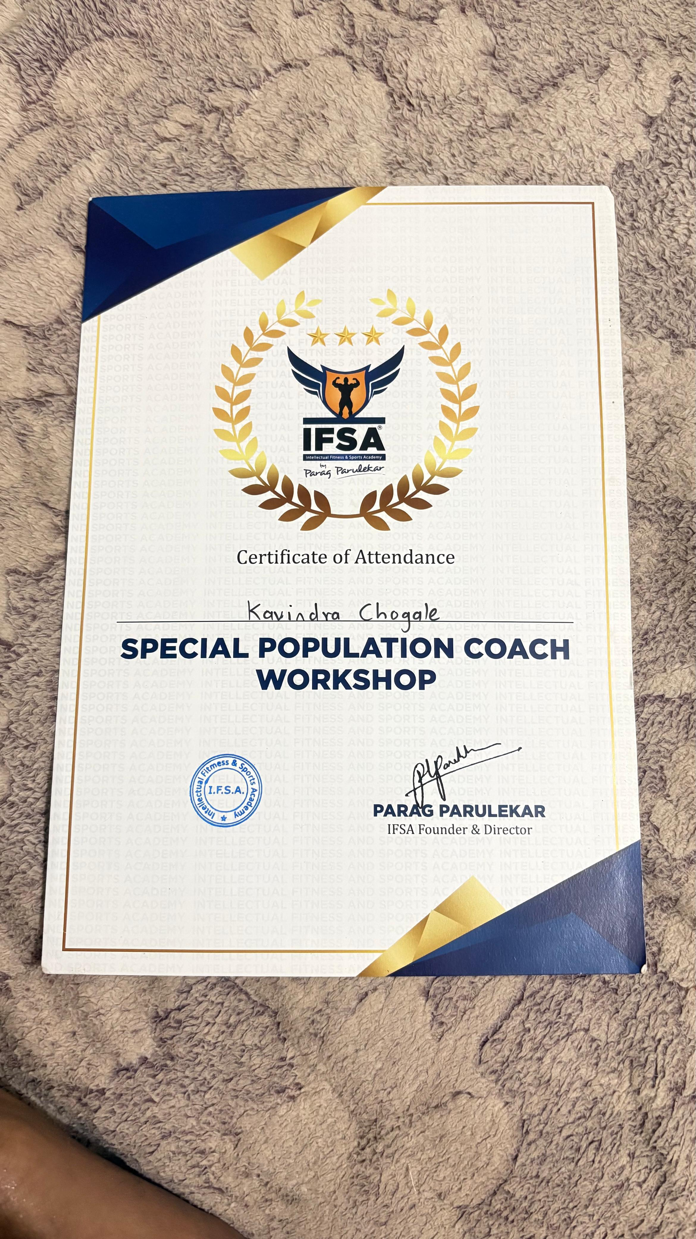IFSA Advance Personal Trainer Certificate - Coach Kavi Chogale