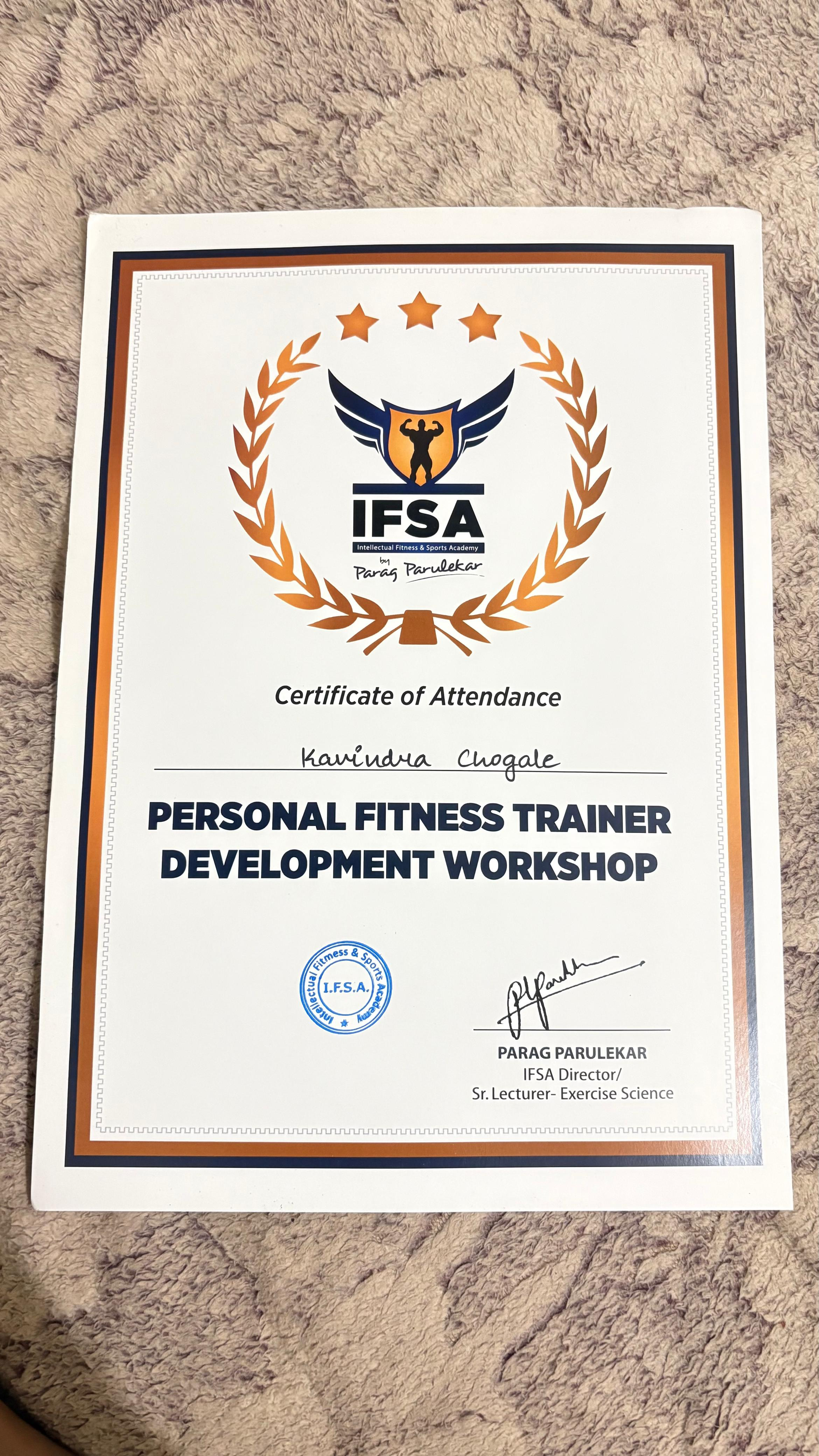 IFSA Master Personal Trainer Credential - Coach Kavi Chogale