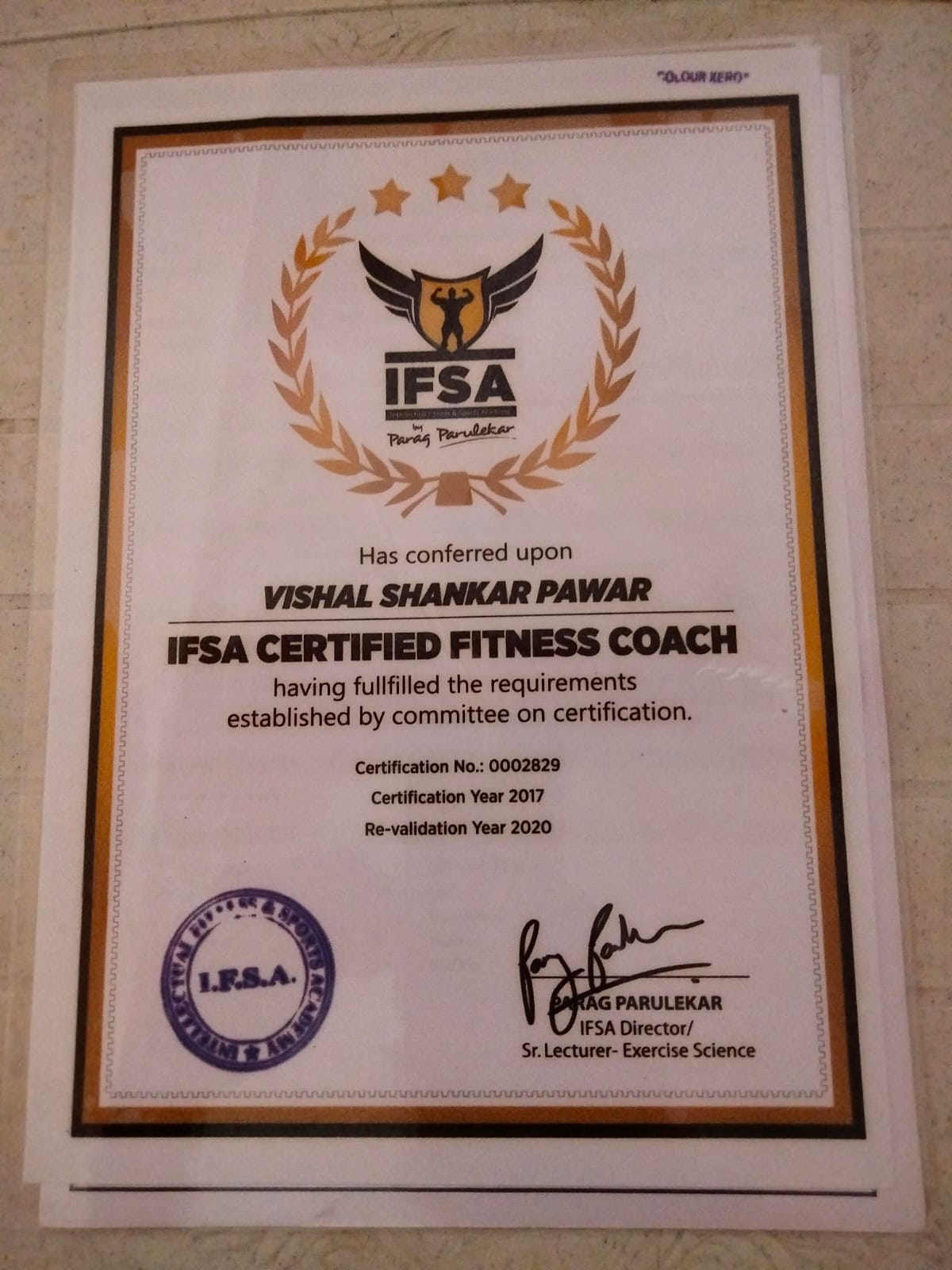 Massage Therapy Certificate - Coach Vishal Pawar